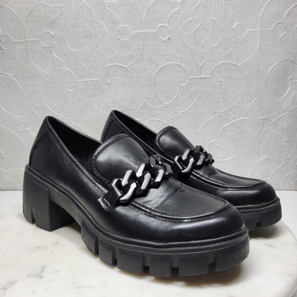 Madden Girl Hoxtonn Chunky Platform Loafer Womens 8 Black Chain Lug Sole‎ Grunge - Picture 1 of 15